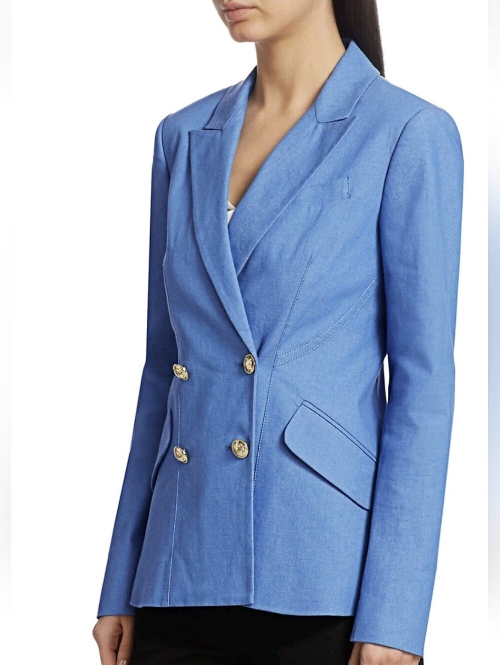 Derek Lam 10 Crosby Doube Breasted Blazer Blue Size 8 Tailored Cotton